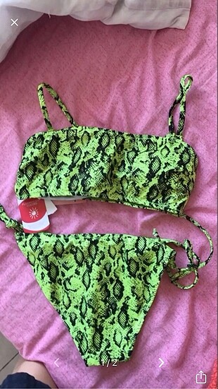 Yılan desenli neon harika bikini sıfır ürün