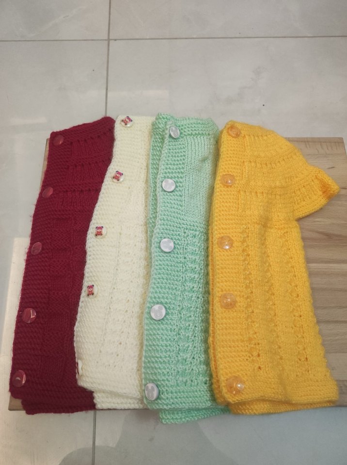 Kız Çocuk Renkli Örgü Uzun Kollu Hırka - Görsel 3