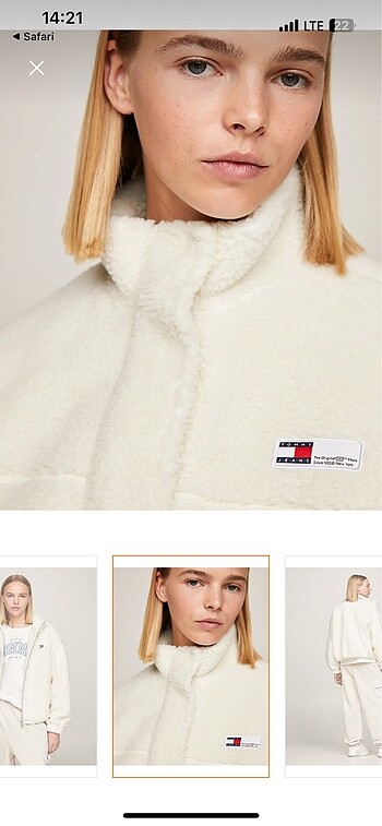 s Beden Tommy Hilfiger Orijinal Beyaz Peluş Mont