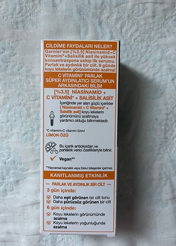  Beden Garnier C Vitamini Parlak Serum 30 ml