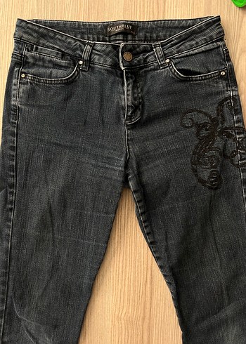 y2k vintage işlemeli kot pantolon