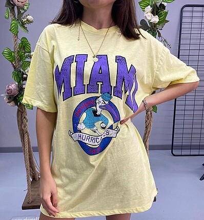 Miami Baskılı Oversize kalıp tshirt