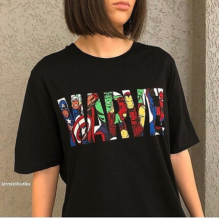 Markasız Ürün Marvel Baskılı Oversize kalıp tshirt