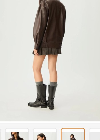 Stradivarius Kadın kahverengi Deri Ceket - Görsel 3