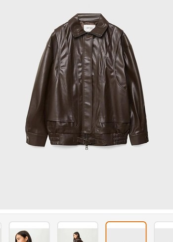 Stradivarius Kadın kahverengi Deri Ceket - Görsel 4