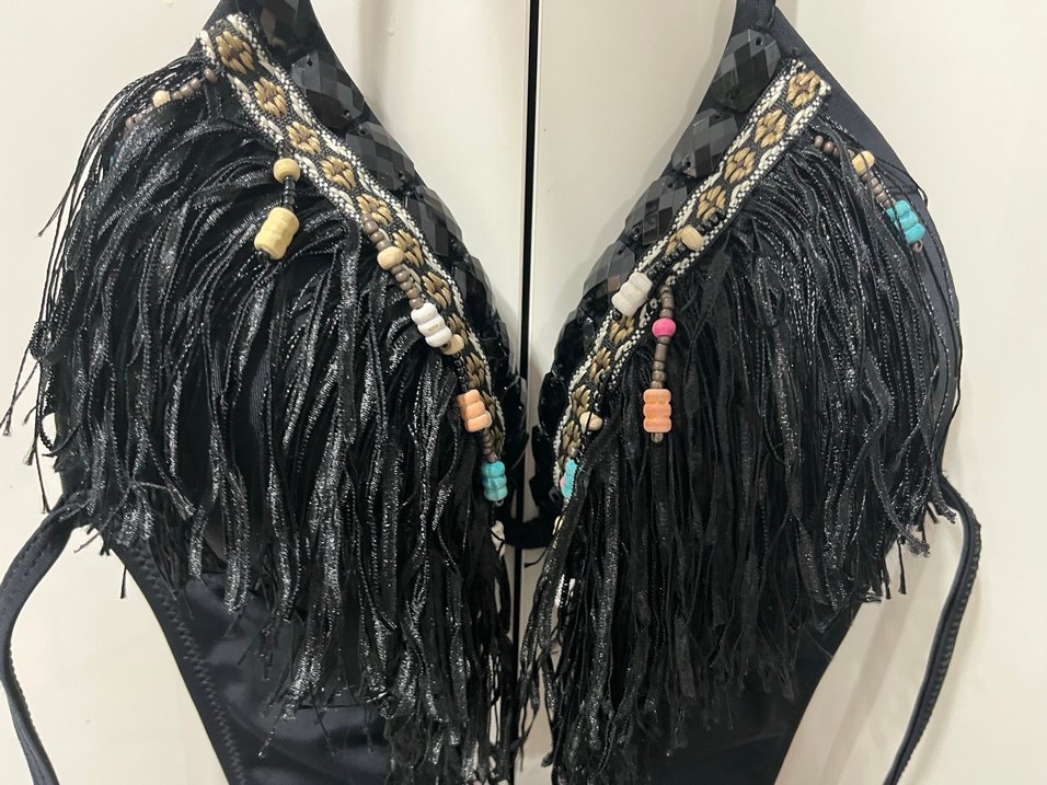 Püsküllü Nakışlı Siyah Bohem Mayo - Görsel 5