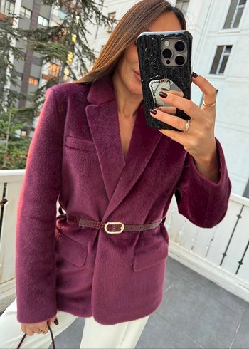 Bordo Kürklü Kadın Blazer Ceket - Görsel 3