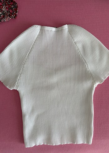 s Beden beyaz Renk Beyaz kalp Yaka Kısa Kollu crop