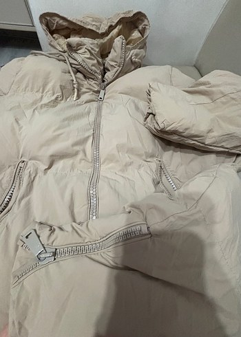 Uzun Bej Kadın Kışlık Mont - Görsel 3