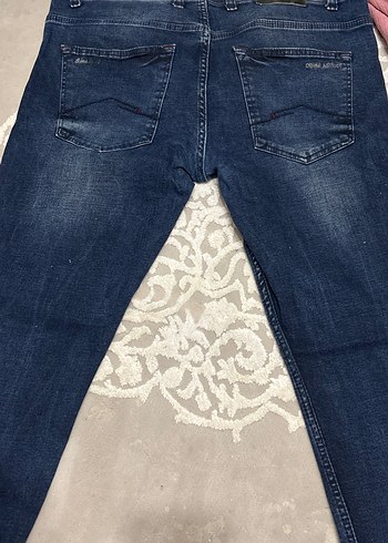 Erkek Lacivert Regular Fit Düğmeli Denim Pantolon - Görsel 5