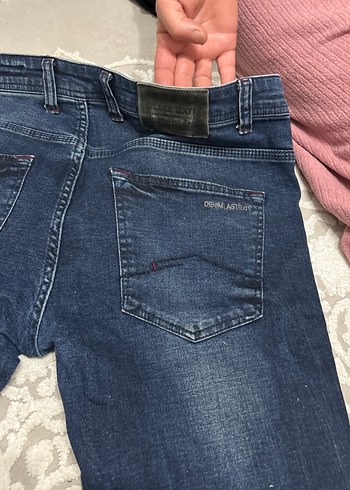 Erkek Lacivert Regular Fit Düğmeli Denim Pantolon - Görsel 6