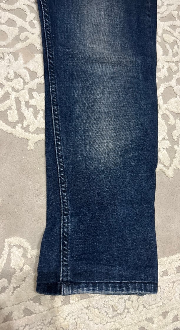 Erkek Lacivert Regular Fit Düğmeli Denim Pantolon - Görsel 4