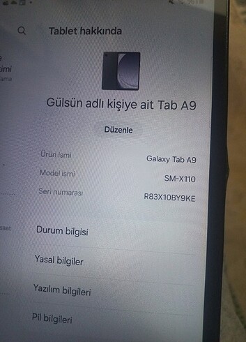  Beden Renk Tab a9 tablet