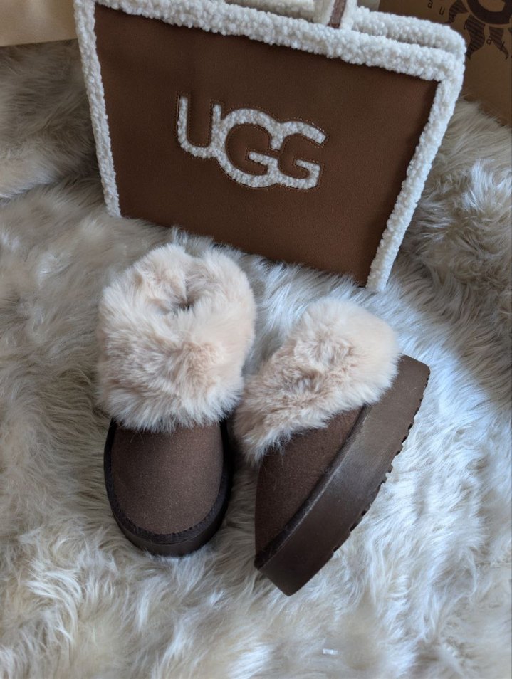 UGG Tüylü Kahverengi Platform Kadın Bot - Görsel 4