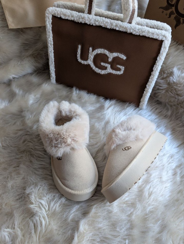 UGG Tüylü Platform Topuklu Kahverengi Bot - Görsel 3