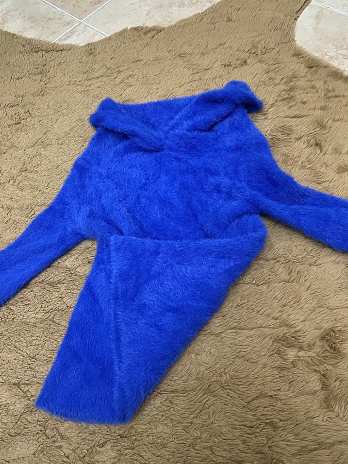 Kadın Mavi Yumuşak Dokulu madonna kazak - Görsel 3