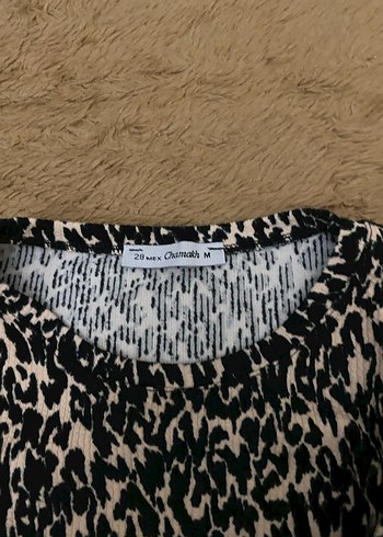 Kahverengi Zebra Desenli Uzun Kollu Kadın Bluz - Görsel 2