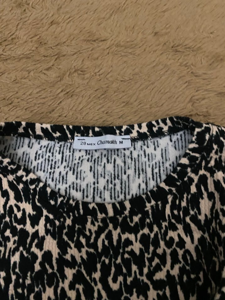 Kahverengi Zebra Desenli Uzun Kollu Kadın Bluz - Görsel 2