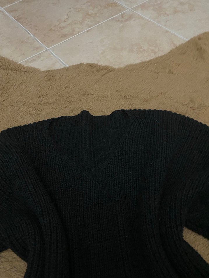 SiyahÖrgü Yün Kadın Kazak - Görsel 2