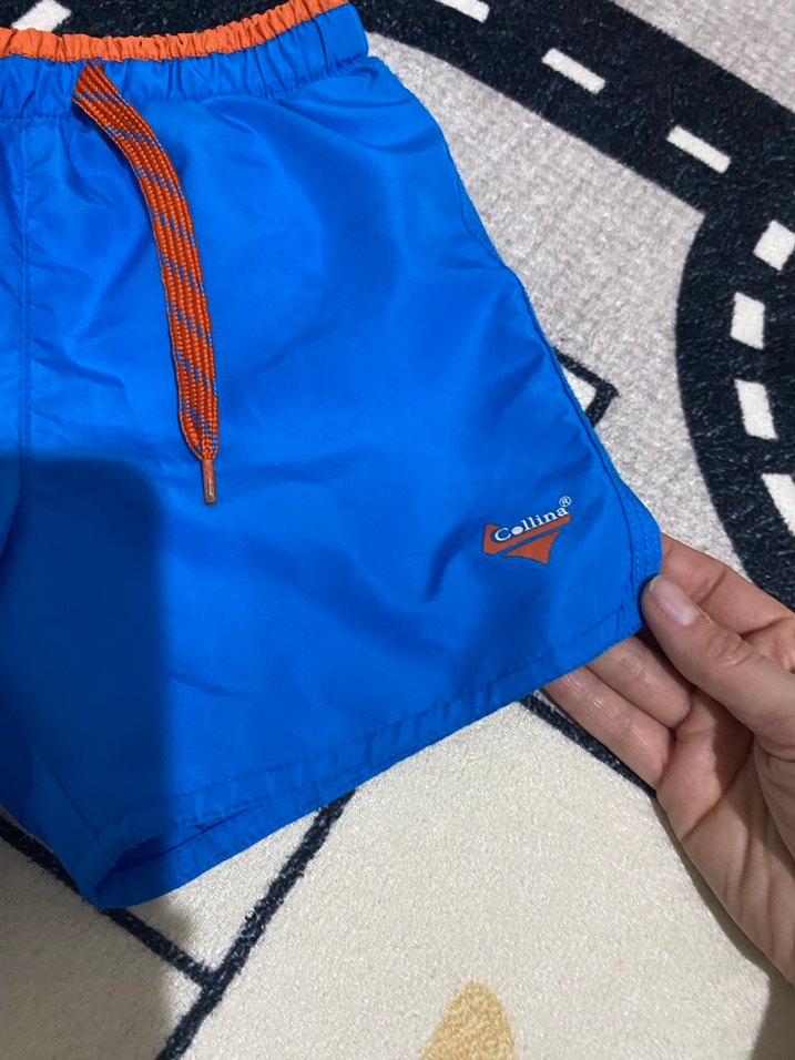 Erkek Mavi Belden Bağlamalı Rahat Şort - Görsel 2