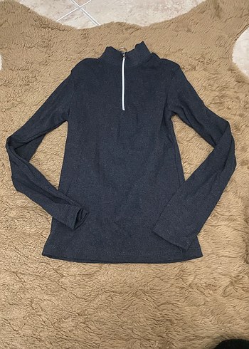 Gri Fermuarlı Uzun Kollu Kadın Sweatshirt - Görsel 4