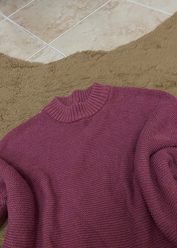 Bordo Kadın Boğazlı Triko Kazak - Görsel 2