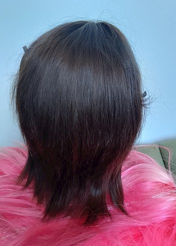 Gerçek saç kısa kesim peruk - Görsel 3