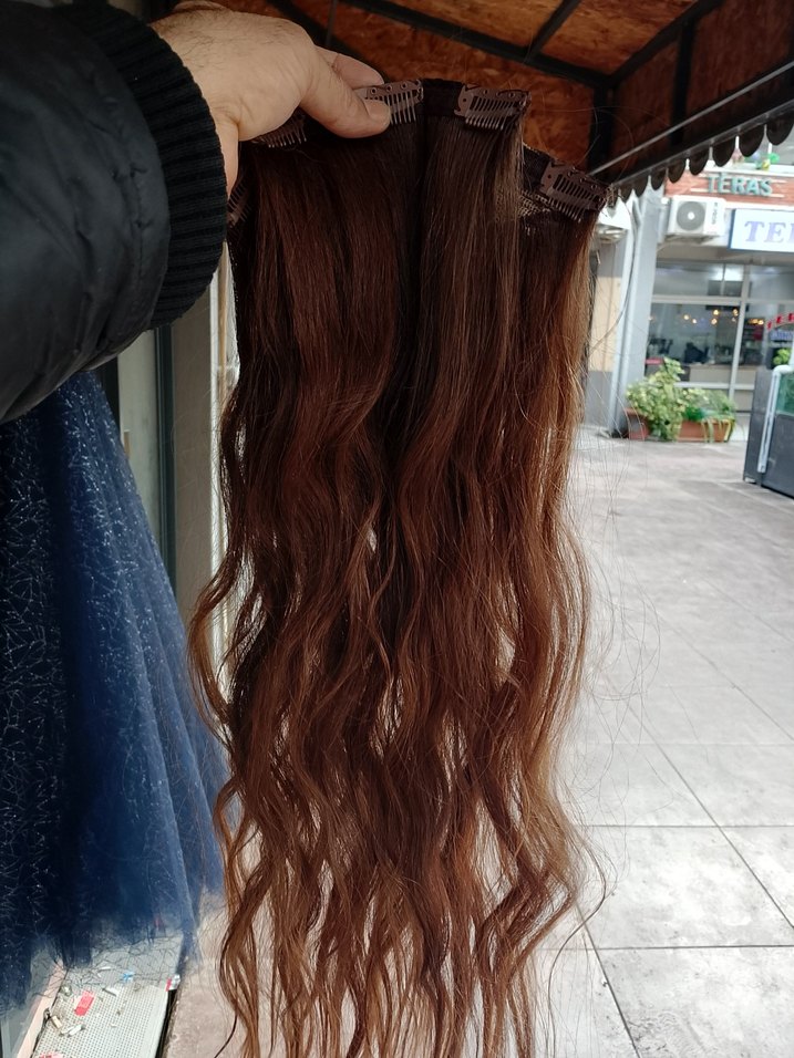 Kahverengi Parlak Gerçek Saç Uzatma - Görsel 2