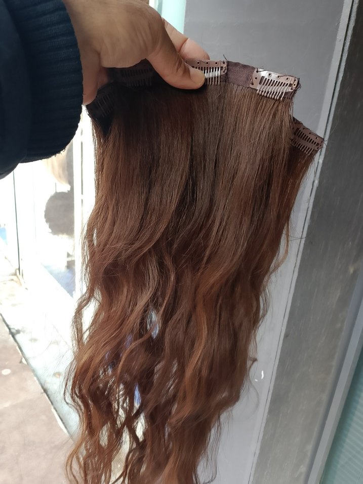 Kahverengi Parlak Gerçek Saç Uzatma - Görsel 3