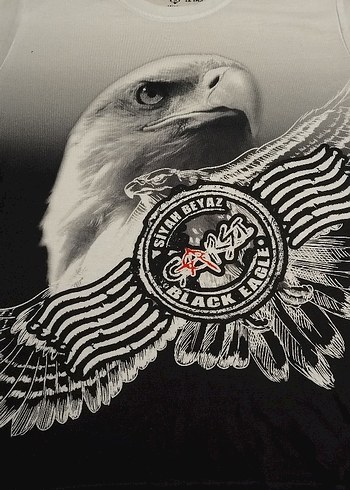 Gri Biker Kartal Baskılı Erkek Tişört