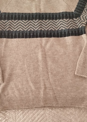 Gri Uzun Kollu Örgü Yün çocuk Kazak - Görsel 4