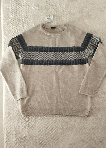 Gri Uzun Kollu Örgü Yün çocuk Kazak - Görsel 8