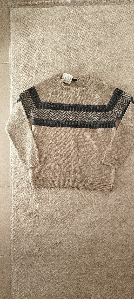 Gri Uzun Kollu Örgü Yün çocuk Kazak - Görsel 5