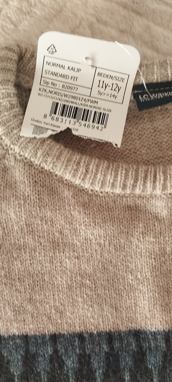 Gri Uzun Kollu Örgü Yün çocuk Kazak - Görsel 2