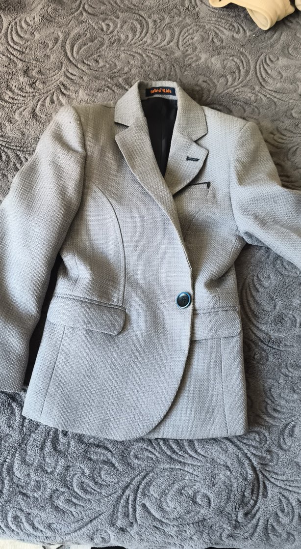 Gri Erkek Çocuk Regular Fit Düğmeli Ceket - Görsel 3