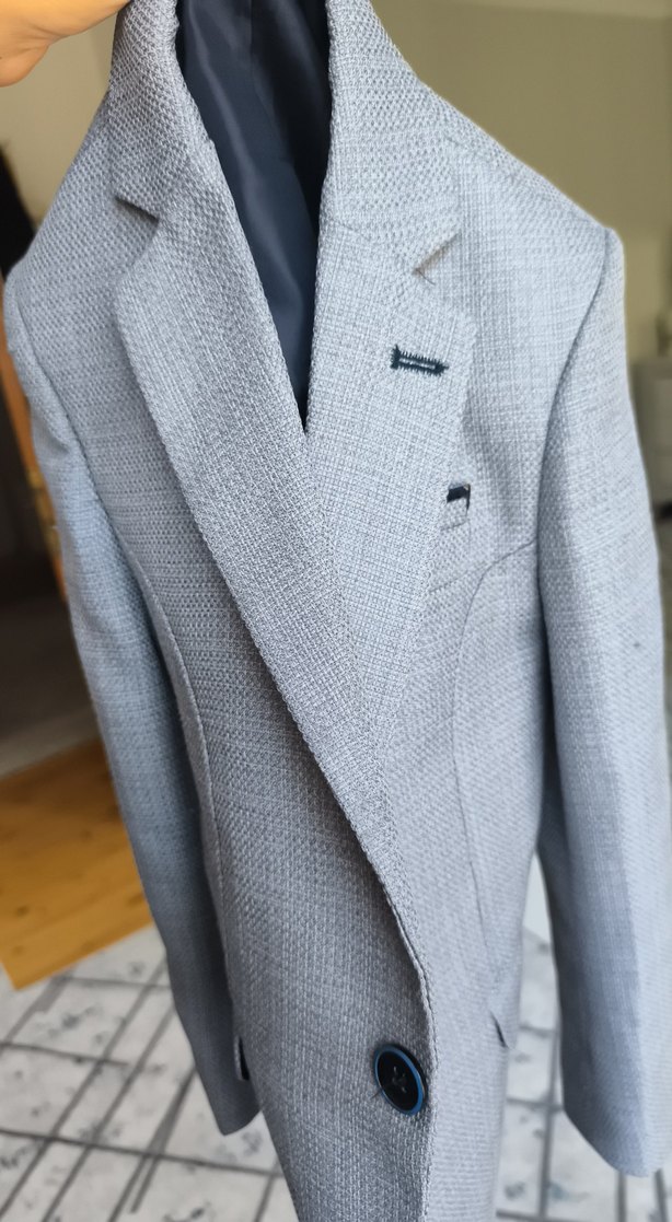 Gri Erkek Çocuk Regular Fit Düğmeli Ceket - Görsel 4