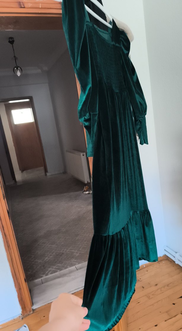 Yeşil Uzun Bohem Elbise - Görsel 3