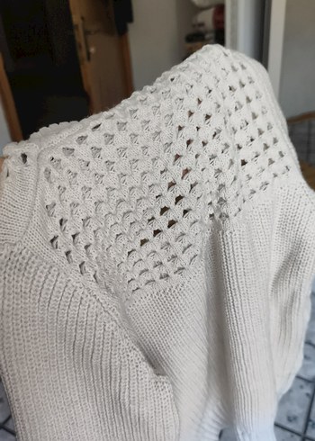 Beyaz Boğazlı Örgü Kadın Kazak - Görsel 4