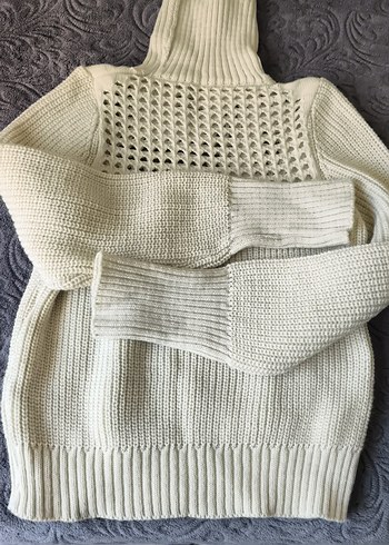 Beyaz Boğazlı Örgü Kadın Kazak - Görsel 2