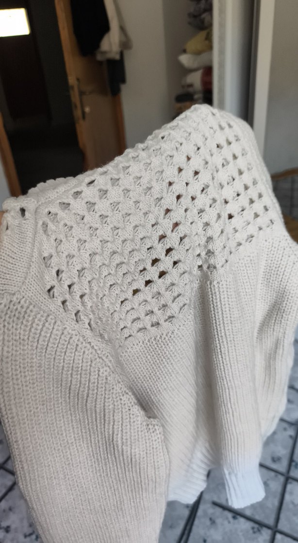 Beyaz Boğazlı Örgü Kadın Kazak - Görsel 4