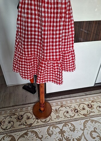 l Beden kırmızı Renk Ekose elbise