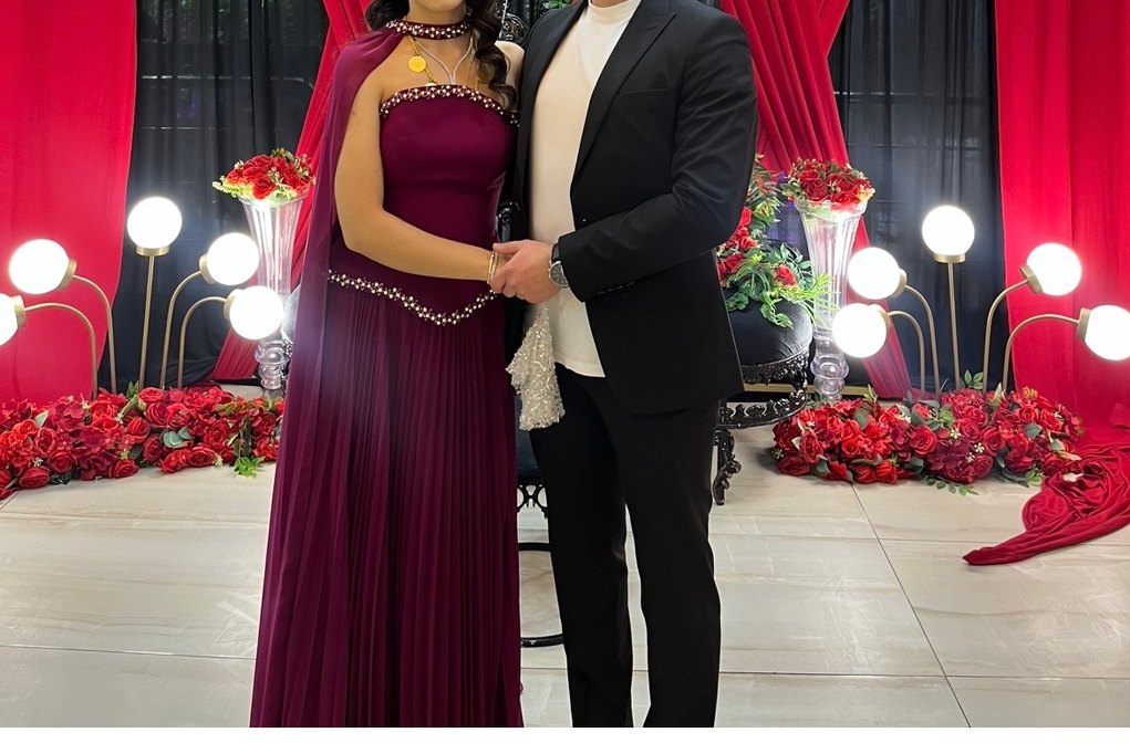 Pelerinli  Piliseli Bordo Kadın korseli abiye - Görsel 3