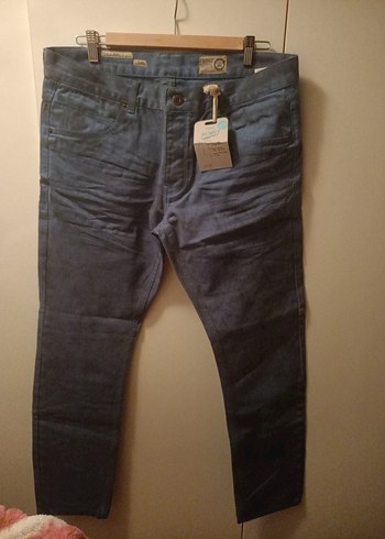 Düğmeli Lacivert Regular Fit Denim Erkek Pantolon
