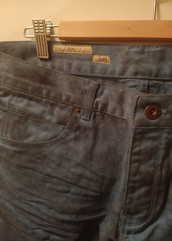 44 Beden Düğmeli Lacivert Regular Fit Denim Erkek Pantolon