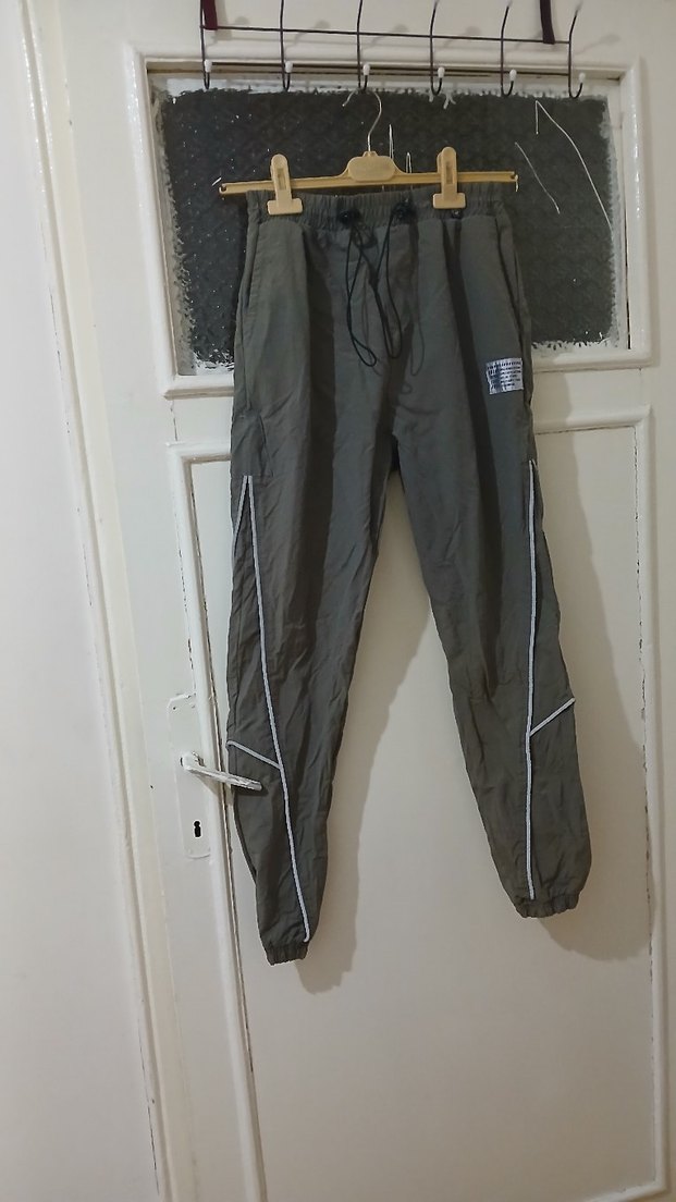 Yeşil Fermuarlı Erkek Paraşüt Eşofman Altı - Görsel 2