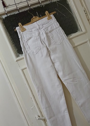 Kadın Beyaz Kot Pantolon Jeans - Görsel 4