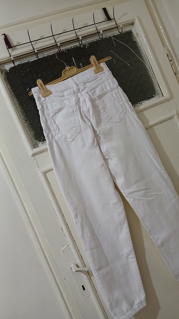 Kadın Beyaz Kot Pantolon Jeans - Görsel 4