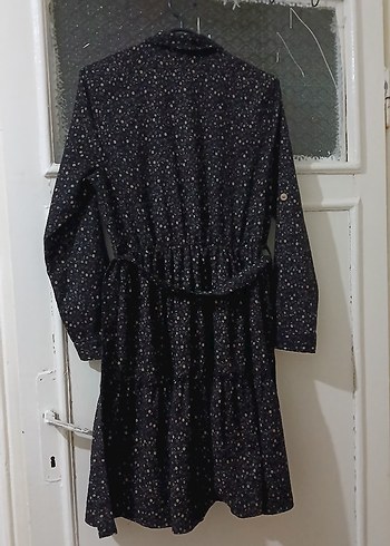 Düğmeli Siyah Bohem Midi Elbise - Görsel 4