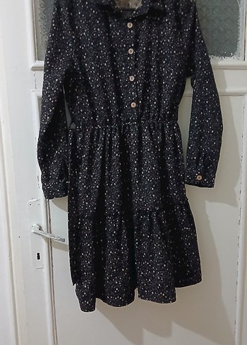 Düğmeli Siyah Bohem Midi Elbise - Görsel 3