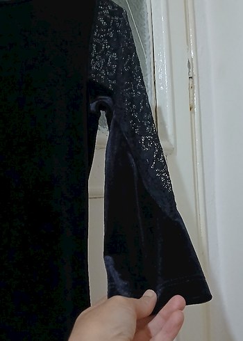 Siyah Kadife Elbise - Görsel 4